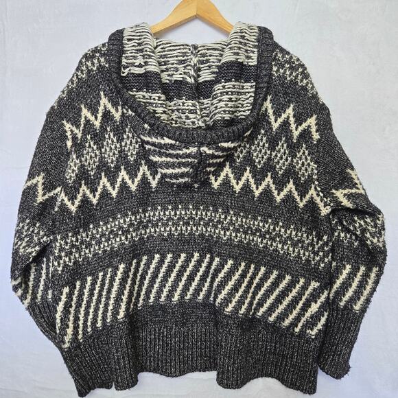 Victoria Secret Women Fair Isle Cabin Cozy Chunky Knit Oversize Hoodie Sweater L - Picture 6 of 12